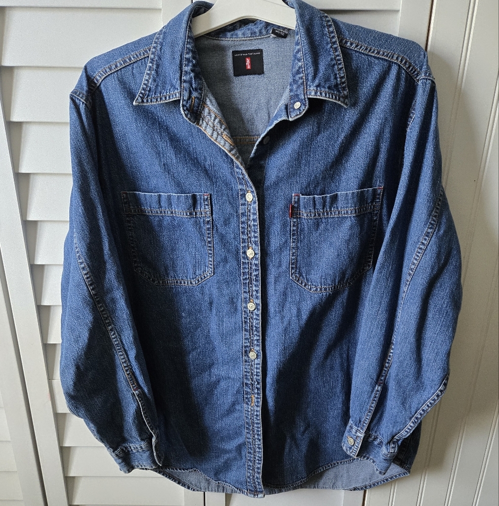 VTG 90s Levi's Denim Button Down Shirt Mens Size Large